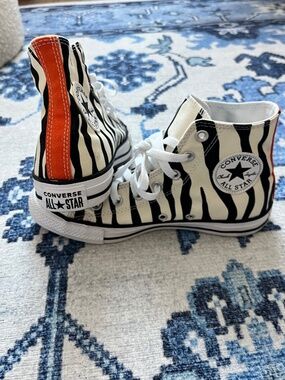 Converse Custom Zebra Print High Top Sneakers